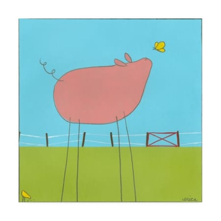 June Erica Vess 'Stick Leg Pig I Childrens Art' Canvas Art,24x24